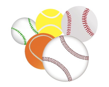 baseball and tennis balls on a white backgroundのイラスト素材