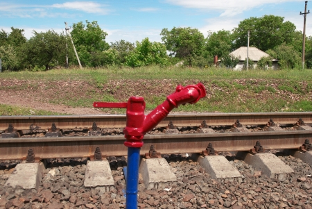 fire hydrant near the railway lineの写真素材