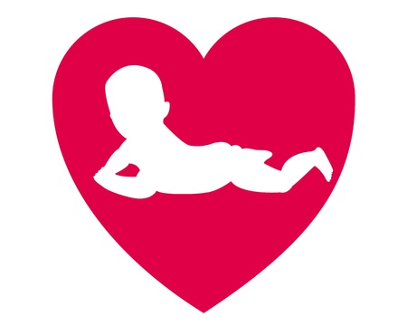 child in the middle of a heart on a white backgroundのイラスト素材