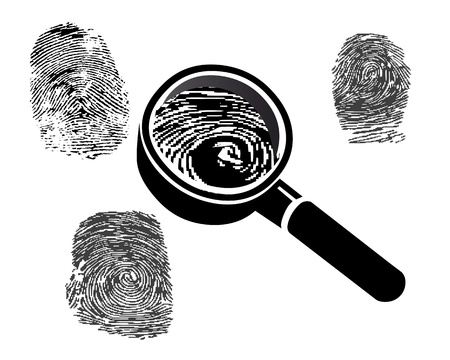fingerprint magnifier on a white backgroundのイラスト素材