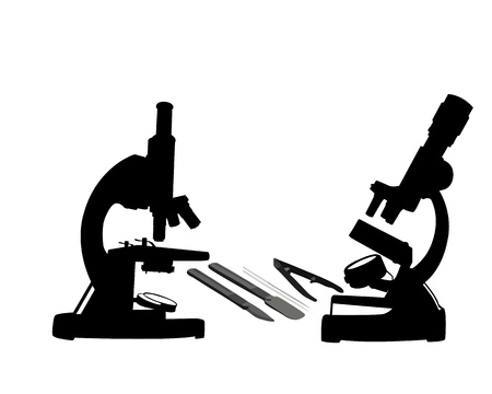 Two microscope on a white backgroundのイラスト素材
