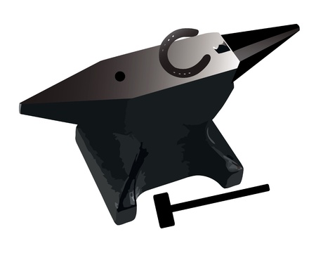 anvil and horseshoe on a white backgroundのイラスト素材