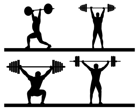 weightlifting snatch push on a white backgroundのイラスト素材