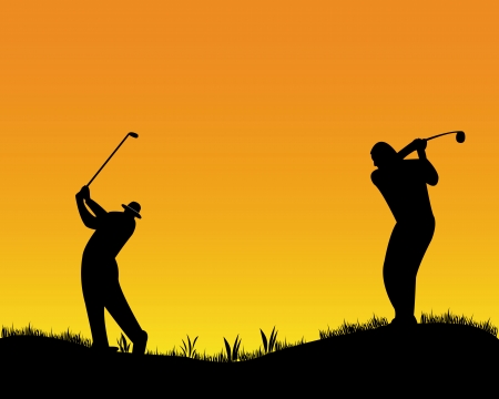Six golfers on a white backgroundのイラスト素材