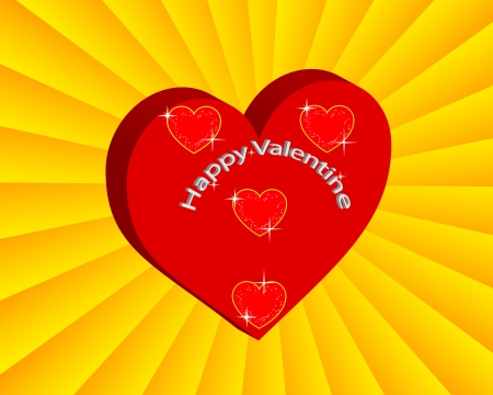 Valentine card with hearts on a yellow backgroundのイラスト素材
