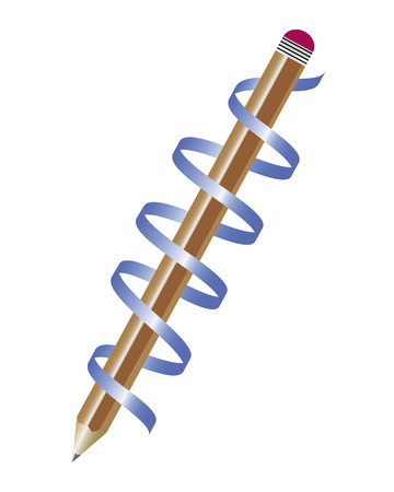 pencil with ribbon on white 
のイラスト素材