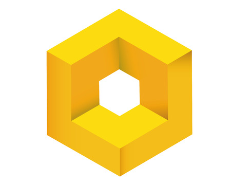 3d yellow square on a white のイラスト素材