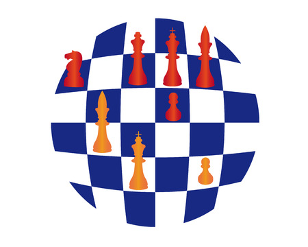 chess in a circle with squares on a white のイラスト素材