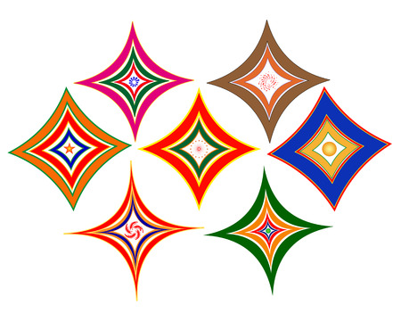 different patterns of different colors on a white backgroundのイラスト素材