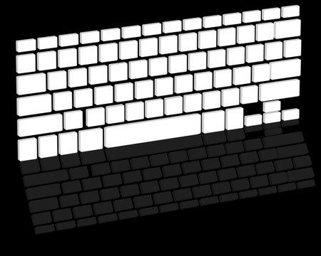Computer keyboard with reflection on black backgroundのイラスト素材