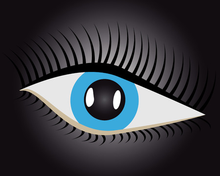 human eye with eyelashes on a dark backgroundのイラスト素材