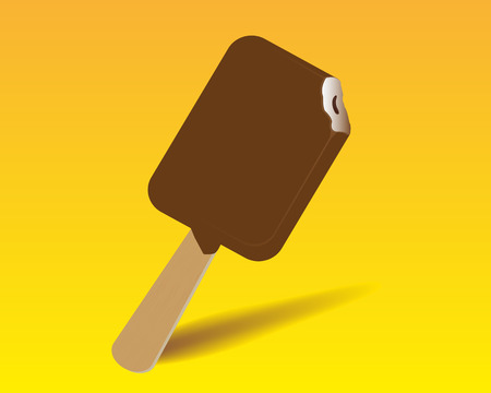 Eskimo ice cream with chocolate on a yellow backgroundのイラスト素材