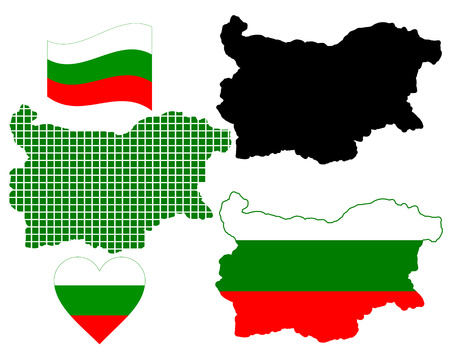 Map of Bulgaria in different colors on a white backgroundのイラスト素材