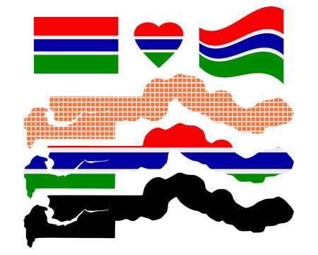 Gambia map different types and symbols on a white backgroundのイラスト素材