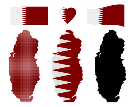 Qatar map different types and symbols on a white backgroundのイラスト素材
