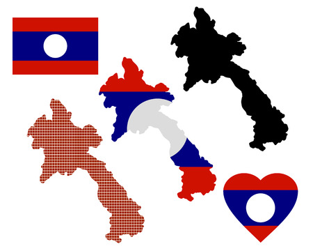 map of Laos and different types of symbols on a white backgroundのイラスト素材