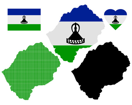 map of Lesotho different types and symbols on a white backgroundのイラスト素材