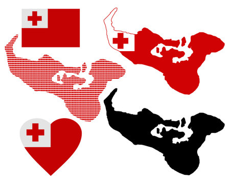 map of the Kingdom of Tonga and the different types of characters on a white backgroundのイラスト素材