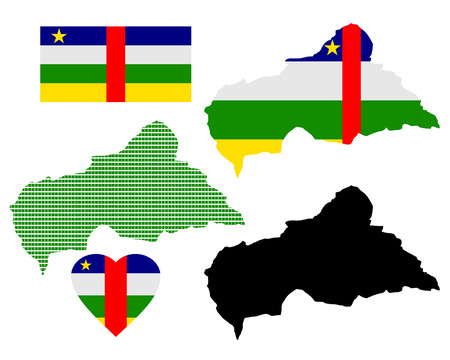 Map of the Republic of the Central African Republic and the different types of characters on a white backgroundのイラスト素材