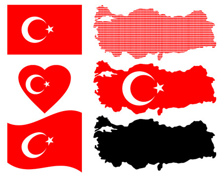 Map of Turkey and different types of symbols on a white backgroundのイラスト素材
