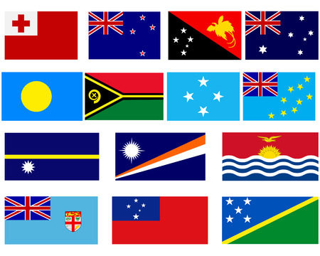 flags of the ocean on a white backgroundのイラスト素材