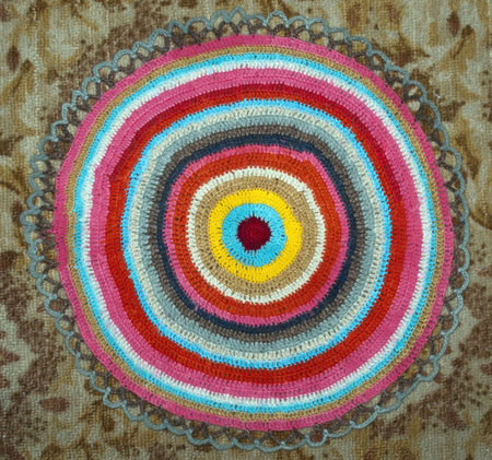 knitted round pad feet handmade colored threads