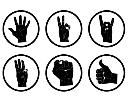 showing the the different the hand gestures in circlesのイラスト素材
