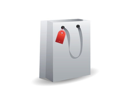 gray paper bag for gifts on a white backgroundのイラスト素材
