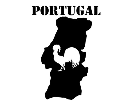 Black silhouette of a card and white silhouette of a  Portugal  symbolのイラスト素材