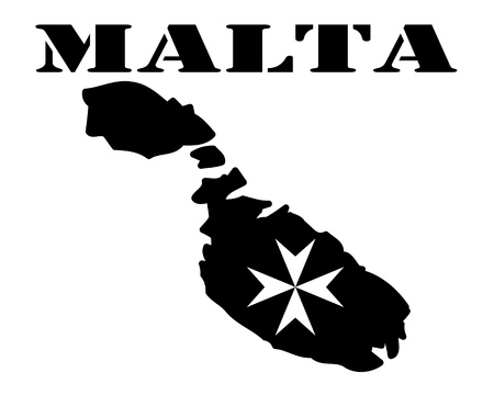 Black silhouette of a card and white silhouette of a Malta symbolのイラスト素材