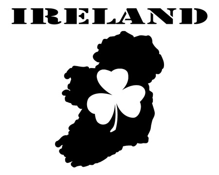Black silhouette of a card and white silhouette of a Ireland symbolのイラスト素材
