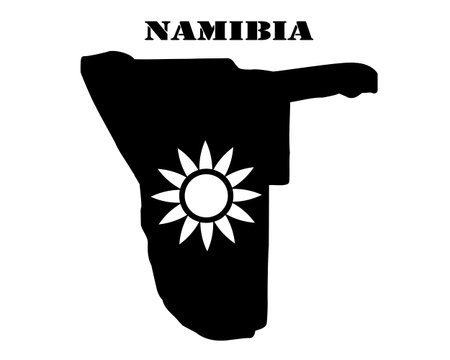 Black silhouette of a card and white silhouette of a  Namibia  symbolのイラスト素材