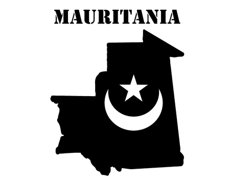 Black silhouette of a card and white silhouette of a Mauritania  symbolのイラスト素材