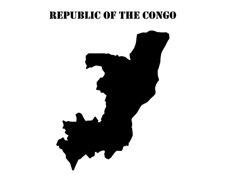 Black silhouette of the map and the white silhouette of the Isle of  Republic of the Congo symbolのイラスト素材