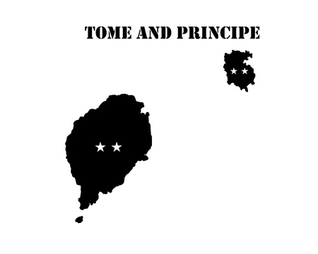 Black silhouette of the map and the white silhouette of the Isle of   Tome and Principe  symbolのイラスト素材