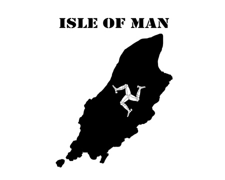 Black silhouette of the map and the white silhouette of the Isle of Mani symbolのイラスト素材
