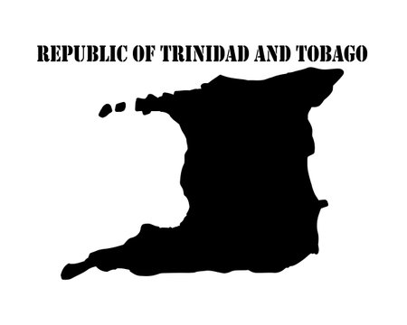 Black silhouette of the map and the white silhouette of the Isle of  Republic of Trinidad and Tobago symbolのイラスト素材