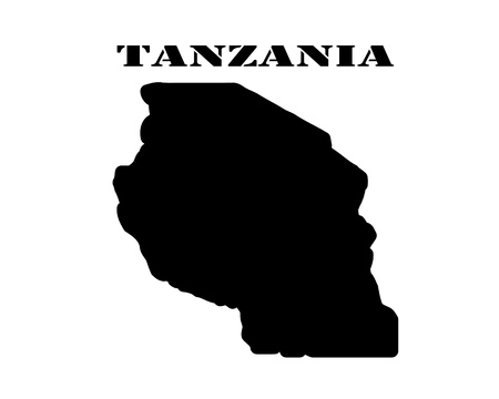 Black silhouette of the map and the white silhouette of the Isle of  Tanzania symbolのイラスト素材