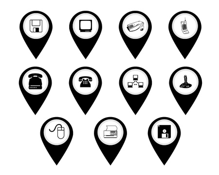 Different technology signs and computers on a whiteのイラスト素材