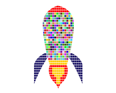 Space rocket with squares of different colors.のイラスト素材