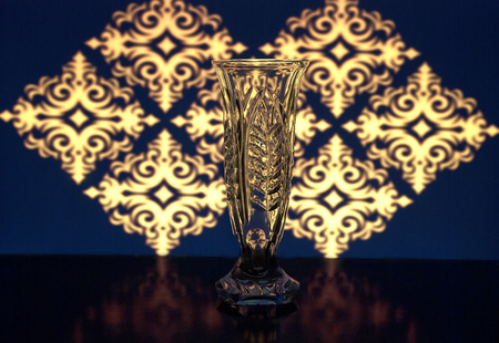 vase for flowers on a background of patternsの写真素材