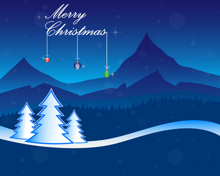 Christmas card with Christmas trees and toys and novogdnimi starsのイラスト素材