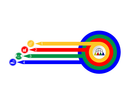 Circles and arrows of different colors of signs and numbersのイラスト素材
