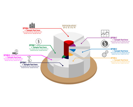 Business-Infographics Circle Graph with different signs of text and figuresのイラスト素材
