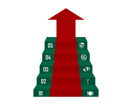Stairs infographic textbook with numbers and signsのイラスト素材