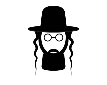 Jews face in hat and glasses on a white backgroundのイラスト素材