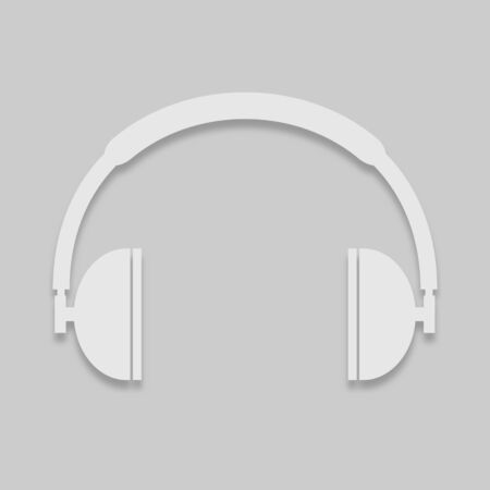 headphones for listening to music in a light style with a shadow on a gray backgroundのイラスト素材