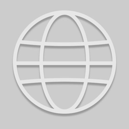 earth icon in bright style with a shadow on a gray backgroundのイラスト素材