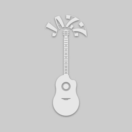
acoustic guitar and word in bright style on a gray backgroundのイラスト素材
