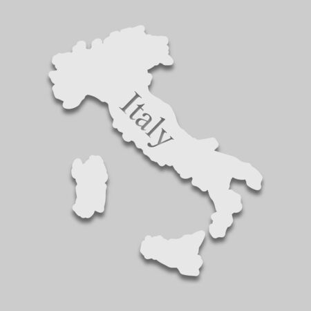 map of Italy in light color with a shadow on a gray background.のイラスト素材